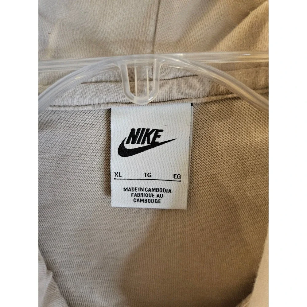Nike Full-Zip Hoodie Tan Cropped Boxy Wide Sleeve Size XL